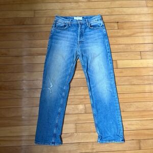 Mother Superior The Tomcat Ankle Jeans Gospel Grace Blue Distressed 29 High Rise